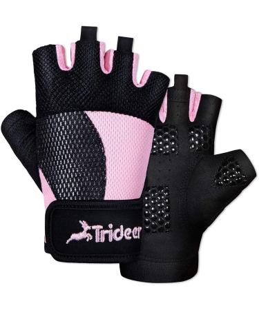 Trideer Breathable Workout Gloves Women with Grip, Weight Lifting Gloves Gym Gloves for Weightlifting, Exercise, Training, Rowing and Biking Pink Small (6.3-7.1 in)