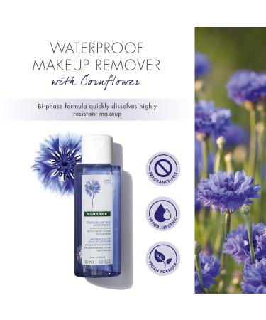 Klorane Waterproof Eye Makeup Remover with Cornflower Extract - Sensitive Skin-Friendly - 3.4 fl. oz - Buy Online on GoSupps.com