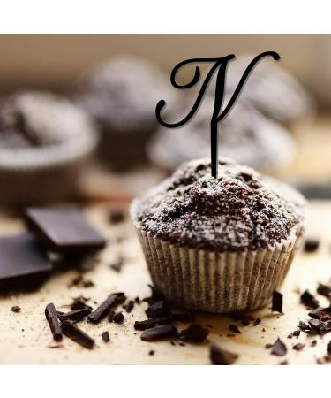 Initial N Cupcake Toppers Wedding Letter Monogram Name Antlers Arrow Flower Rose Romantic For Wedding Engagement Party Decor Reusable Custom Any Initial Wedding Gifts 6PCS Style-13 - Buy Online on GoSupps.com
