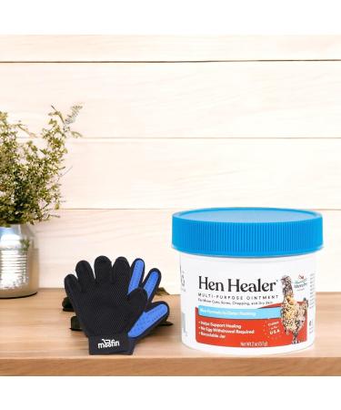 Hen Healer Poultry Supplement - All-Natural Vitamins for Immune Health & Feather Growth | Includes Pet Hair Removing Glove & Healing Ointment | Bundle Pack of 2 - Buy Online on GoSupps.com