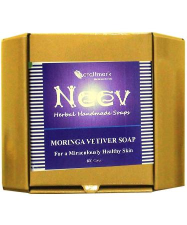 Buy Moringa Vetiver Soap Bar - Indian Handmade Soap 100g | Natural Skincare for All Skin Types - Buy Online on GoSupps.com