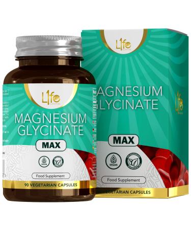 LN Magnesium Glycinate Capsule | 90 Vegan Magnesium Bisglycinate Supplements | 1250mg Providing 250mg Elemental Magnesium Per Dose | Non-GMO Gluten Free Allergen Free