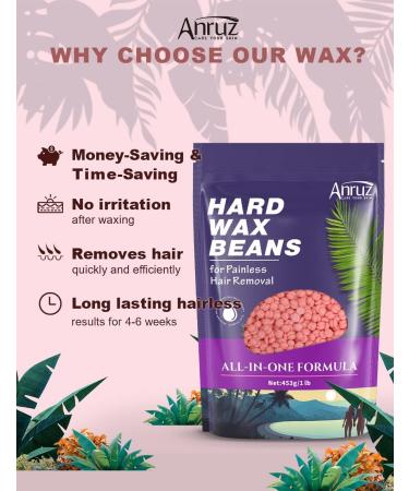 Anruz Waxing Pearls for Sensitive Skin - 453g Rose Wax for Home Hair Removal | 20 Applications for Armpit Brazilian Bikini & Leg | Perfect for Wax Warmers - Buy Online on GoSupps.com