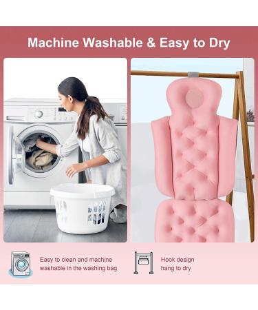 Spa Bath Pillow with Back and Headrest Cushion - Ergonomic Tub Pillow for Neck, Shoulder, and Back Support - Non-Slip Suction Cups - 3D Air Mesh Breathable - Pink - Buy Online on GoSupps.com
