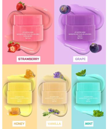 Lip Sleeping Mask Set-5 Pcs Lip Balm Hydrating Lip Mask Overnight Lip Treatment Care for Dry Cracked Lips Day &Night Moisturize &Nourish Korean Lip Gloss Women to Improve Lip Color With Shea Butter 5pcs - Buy Online on GoSupps.com