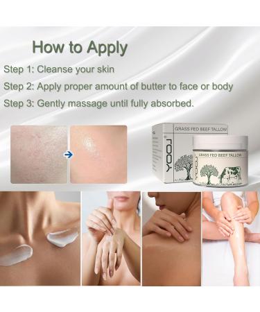 Ueseinl Beef Tallow for Skin Tallow Face Moisturizer 100% Organic Beef Tallow Blam Grass Fed Tallow Face Cream Moisturizer Body Lotion Skin Care for All Skin Types - Buy Online on GoSupps.com