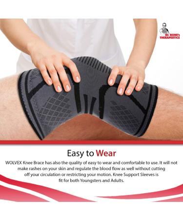 Dr. Bone's Compression Sleeve Knee Support Brace Designed To Alleviate Pain Caused By Joint Pain Arthritis Ligament Injury Meniscus Tear Acl Mcl Tendonitis Pain Relief (Pack 2 Large) L 2 - Buy Online on GoSupps.com