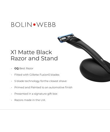 Bolin Webb X1 Razor & Stand - Matte Black | 5 Blade Cartridge | Luxury Shaving Gift Set for Men - International Shipping - Buy Online on GoSupps.com