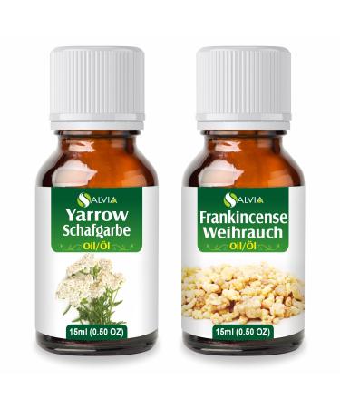 Salvia Salvia Oil Combo: Yarrow (Achillea millefolium) 0.51 Fl oz (15 ml) & Frankincense Tartar Oil (Boswellia serrata) 15 ml (15 ml)