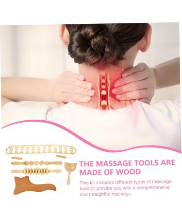 Solustre 5-Set Beech Wood Lymphatic & Foot Massage Device - Portable Acupressure Tool for Wellness - Buy Online on GoSupps.com