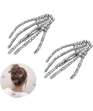 Halloween Costumes Hair Clips Accessories - Rhinestone Skeleton Hand Hair Clip Bone Hair Claws Barettes Pins Birthday Christmas Party CosplayGifts for Women Girls - Buy Online on GoSupps.com