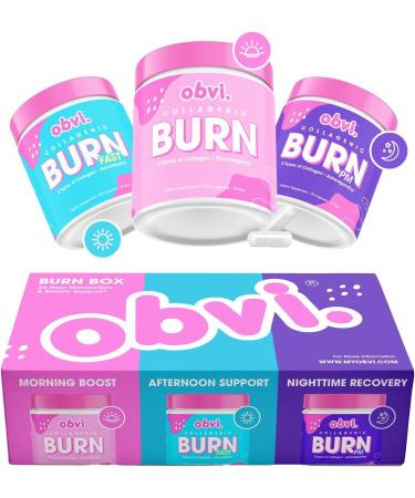 Obvi Burn Box Bundle 24-Hour Support System with 5 Types of Collagen for Wellness Recovery and Vitality Hydrolyzed Collagen Peptides Green Tea Extract and Ashwagandha for Overall Health