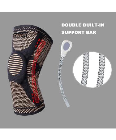 Buy Professional Copper Knee Brace - Knee Compression Sleeve Support with Patella Gel Pads for Men & Women - Joint Pain Relief ACL & Arthritis Support - Large Black - Buy Online on GoSupps.com