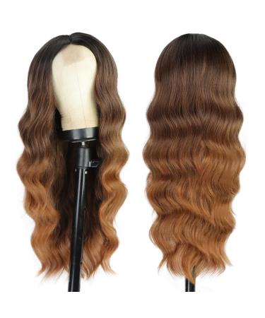 ENTRANCED STYLES Long Wavy Ombre Wig for Women - Dark Roots Brown to Honey Blonde, Synthetic Balayage Wig for Daily Party Use - Buy Online on GoSupps.com