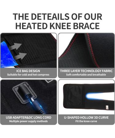 Heated Knee Brace Wrap - Adjustable Temperature Thermal Arthritis Pain Relief | USB Heating Pad for Comfortable Therapy - Buy Online on GoSupps.com