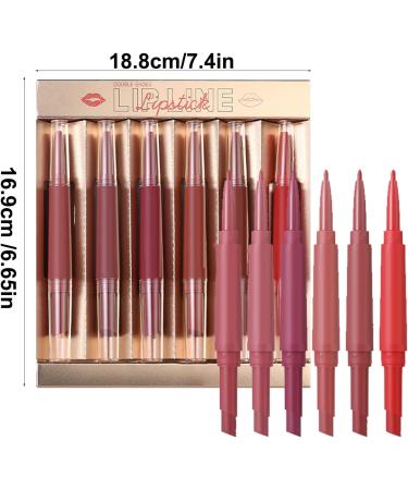 Lip and Resistic Set | Lip Contour Lipliner | Embre Effect Vellouty Lipliner Lipsticks 6 Pieces Matte Pencil Sets Double Head Stain Makeup Gloss for Girlfriend Girls Sister M - Buy Online on GoSupps.com