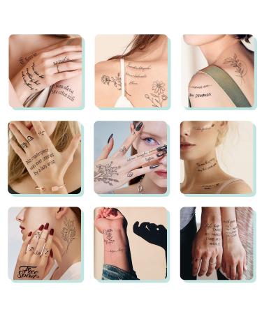 Waterproof Temporary Tattoos - Realistic Fake Tattoos for Adults & Kids - 90 Sheets with Inspirational Words, Wild Flower Bouquets - Body Stickers for Men and Women - Buy Online on GoSupps.com