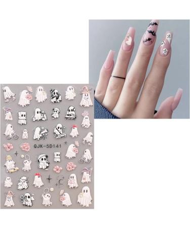 JMEOWIO 3D Embossed Halloween Nail Art Stickers Decals Self-Adhesive 5D Cute Ghost Pink Butterfly Nail Supplies Nail Art Design Decoration Accessories 4 Sheets - Buy Online on GoSupps.com