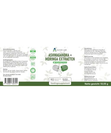 DG Supplements Ashwagandha & Moringa 500 mg 90 Vegan Capsules High Strength 201 & 101 Extracts Equal to 7500 mg Support for Energy Stress & Immune GMP Certified - Buy Online on GoSupps.com