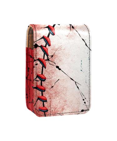 Travel Lipstick Organizer Case Lipstick Case Portable Makeup Bag With Mirror Baseball Texture D989a8reci