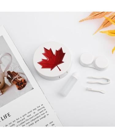 Red Canada Flag Maple Leaf Contact Lens Travel Kit - Portable Cute Box with Mirror for Daily Outdoor Use - Buy Online on GoSupps.com