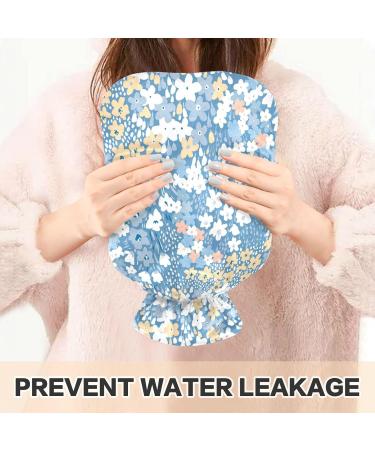 Hot Water Bottle with Cover | Naanle 2L Transparent Heat Bottle for Pain Relief & Therapy - White Blue Flowers - Buy Online on GoSupps.com