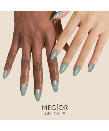 MEGIOR Grey Green Gel Nail Polish 15ml Morning Dew Gel Polish High Gloss Soak Off UV LED Nail Gel Polish for Nail Art Manicure Salon DIY Home Gift for Girls - Buy Online on GoSupps.com