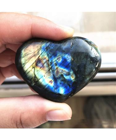 Moonstone Crystal Heart Shape Natural Labradorite Palm Stone Healing Gemstone Mineral Reiki Chakra Crystal Polished Pouch - Buy Online on GoSupps.com