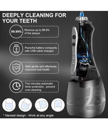 Portable Cordless Water Dental Flosser - Rechargeable IPX7 Teeth Cleaner for Travel & Home - Powerful Dental Oral Irrigator for Braces Care - Grey - Buy Online on GoSupps.com