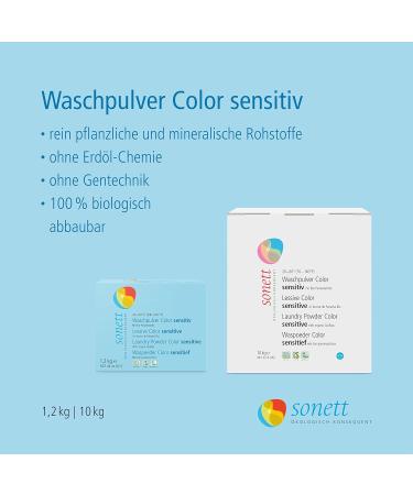 Sonett Organic Laundry Powder Color Sensitive - Hypoallergenic for Sensitive Skin (42 oz) - Certified Organic Allergy-Friendly - Buy Online on GoSupps.com
