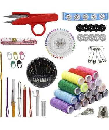 Sewing Kit XL - Portable Sewing Supplies for DIY Beginners & Adults - Includes Scissors, Thimble, Thread, Needles, Tape Measure, Case - Black - Buy Online on GoSupps.com