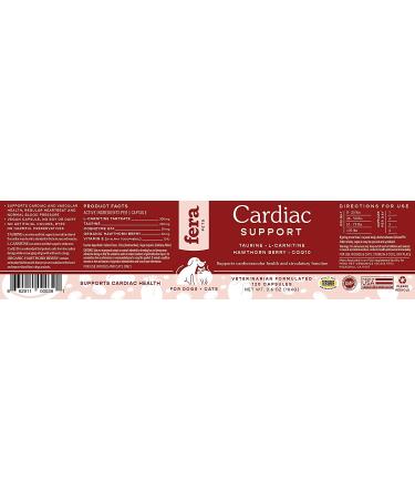 FERA Cardiac Support Supplement | Dogs Cats | Taurine, L-Carnitine, CoQ10, Hawthorn, Vitamin E | Promotes Heart Health & Circulation | 120 Capsules - Buy Online on GoSupps.com