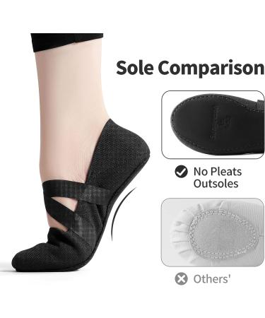 SANGEESON Women's Leather Ballet Shoes with Arch Support - Breathable Dance Shoes for Beginners | Size 8-8.5 Black-x - Buy Online on GoSupps.com