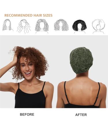 Silk Satin Sleep Cap Bonnet | Adjustable Night Cap for Natural Curly Hair | Heather Green - Buy Online on GoSupps.com