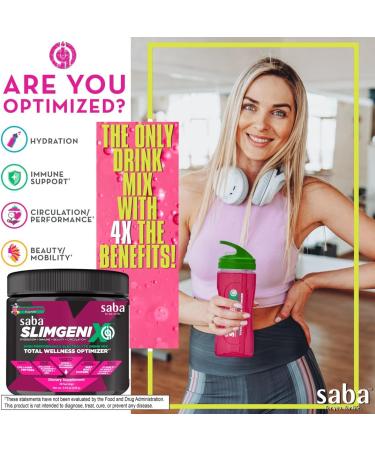 Saba SlimGenix IQ | 4-in-1 Hydration & Immune Support Drink Mix | Berry Lemonade Flavor | 30 Servings for Beauty & Circulation - Buy Online on GoSupps.com