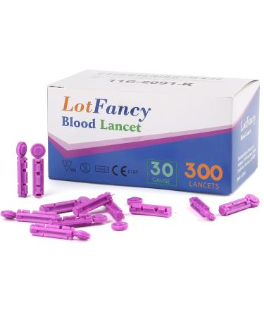 LotFancy Lancets for Diabetes Testing, 30 Gauge, 300-Count Twist Top Lancets for Glucose Blood Testing, Sterile, Disposable 300 Count ( Pack of 1)