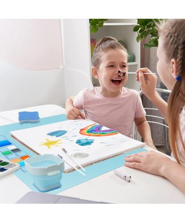 Silicone Craft Mat Set - 20x16 Non-Stick Painting Mat with Cleaning Cup, Brushes, and Sponge - Ideal for Crafts, Painting, Clay, Play-Doh - Buy Online on GoSupps.com