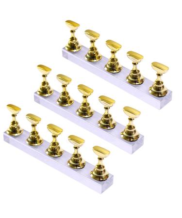 Tinsow Acrylic Fingernail DIY Nail Art Display Stand Training Finger Practice Display Stand (Gold)