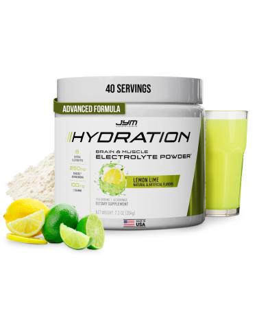JYM Hydration Lemon Lime Powder Performance Electrolytes Potassium Sodium Magnesium for Men & Women Theanine Ashwaghanda Theanine 40 Servings Lemon Lime 7.2 Ounce (Pack of 1)