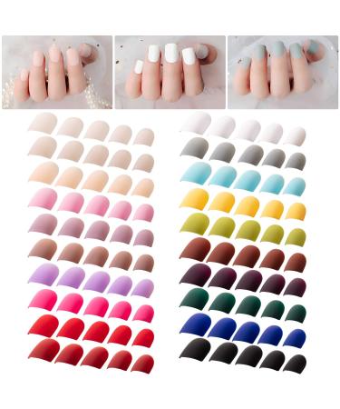 480 Pieces 20 Colors Short Square Matte False Nails Full Cover Fake Nails Artificial Acrylic Nail Design Tips with for Women Girls Nail Decorations