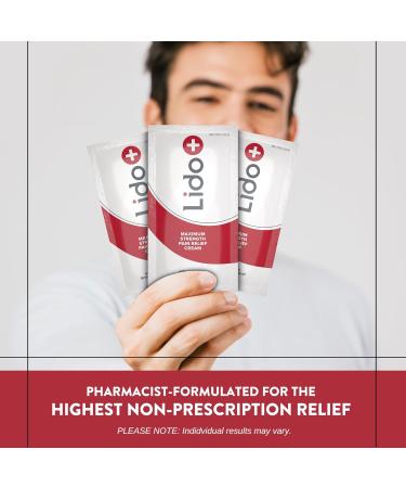 Lido+ Lidocaine Cream | Maximum Strength Pain Relief Cream 4% | 4oz + 4 Sachets | Natural Ingredients for Joint & Muscle Pain | Made in USA - Buy Online on GoSupps.com