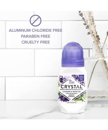CRYSTAL Lavender & White Tea Mineral Deodorant Roll-On - 2.25 Fl Oz (Pack of 3) | Aluminum-Free, Paraben-Free, Cruelty-Free & Vegan Formula | Long-Lasting Odor Protection up to 24 Hours - Buy Online on GoSupps.com