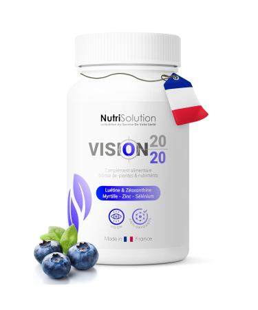 Vision 20/20: Natural Eye Health Supplement with Blueberry Lutein and Zeaxanthin - Promotes Clear Vision - 30 Vegan Capsules