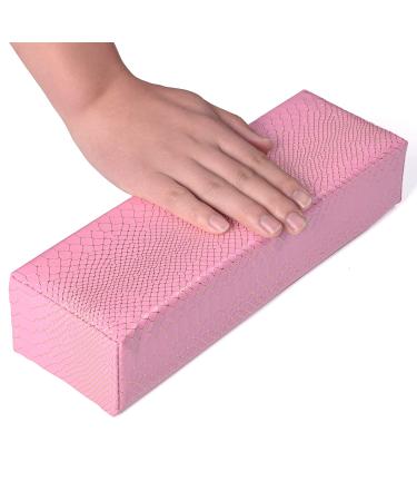 Merterfly Arm Rest for Nails, Easy to Clean Nail Armrest Pillow for Acrylic Nails Sturdy PU Leather Hand Rest Cusion Holder Cute Soft Waterproof for Nail Tech (Pink)