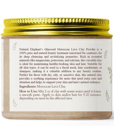 Natural Elephant Ghassoul Moroccan Lava Clay Powder | 100% Pure & Natural | 200g Jar (7oz) - Best for Skin & Hair Care - Buy Online on GoSupps.com