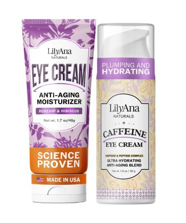 LilyAna Naturals Eye Cream 1.7oz and Caffeine Eye Cream 1oz Bundle
