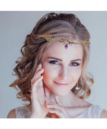Lurrose Makeup Headbands Iron Circlet Headband Gold Hair Hoop with Jewels Mental Hair Clasp Cosplay Hair Band for Girls Women Kids Makeup Headband - Buy Online on GoSupps.com