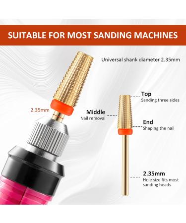 SMCEHEYA Nail Drill Bits 5 in 1Professional Nail Drill Nail Drill for Acrylic and Gel Nails 3/32" Electric Nail File Bits Removing Cuticle Tools Manicure Pedicure (Fine Gold) - Buy Online on GoSupps.com