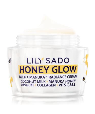 LILY SADO Milk+Manuka Honey Glow Collagen Radiance Cream - Natural Daily Facial Moisturizer with Manuka Honey  Apricot & Sodium Hyaluronate - Anti Aging Lotion Combats Fine Lines & Wrinkles- 2 oz