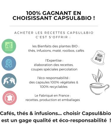 CAPSUL&BIO Roo bos Cha - Compatible with Nespresso Capsule machines - 10 Biodegradable Capsules 100% Vegetable - Fast and Healthy - Made in France. - Buy Online on GoSupps.com